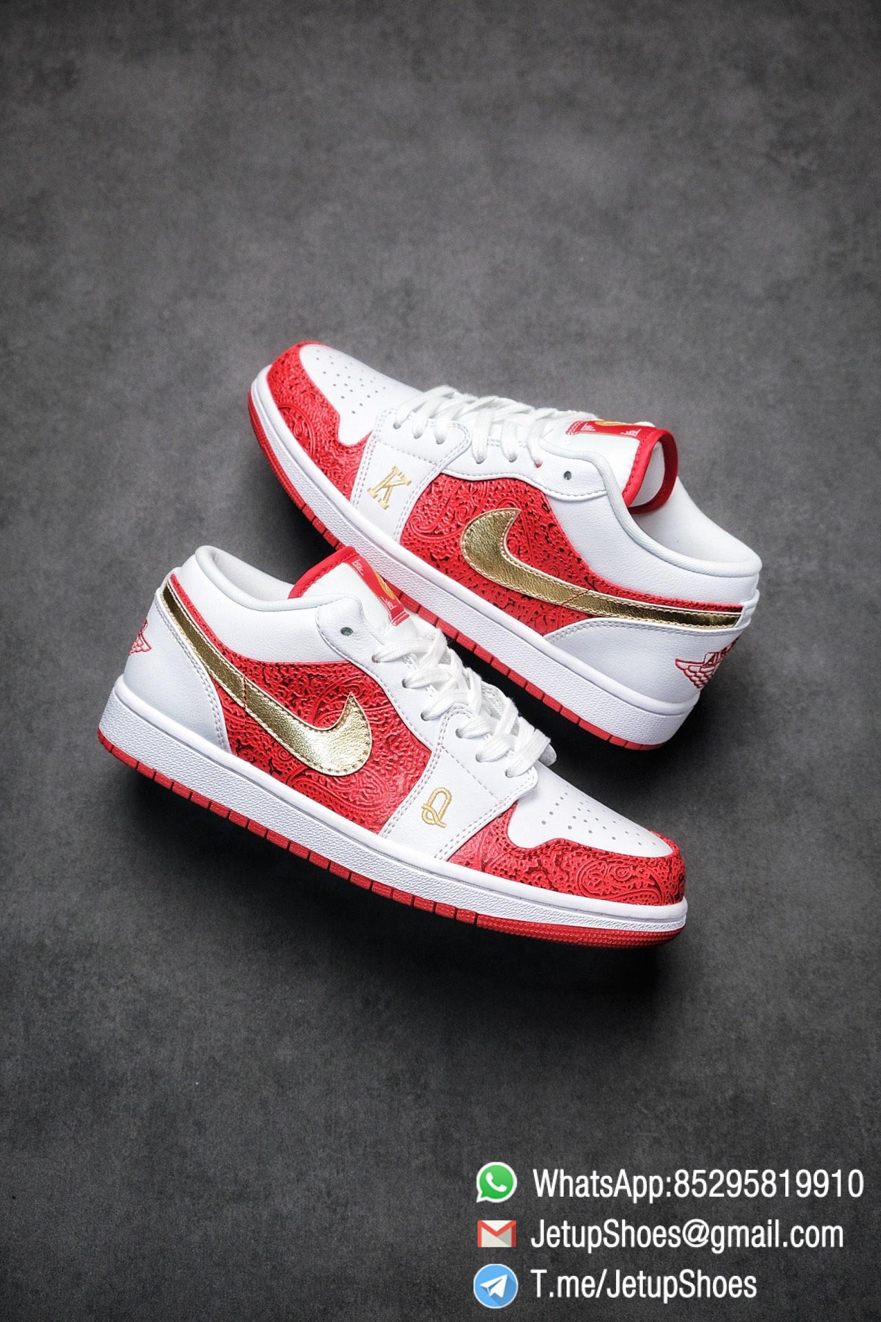RepSnkrs Air Jordan 1 Low SE Spades White Leather Base Red Rubber Outsole Embroidered letters K Q Best Replica Sneakers 01 RepSnkrs Air Jordan 1 Low SE Spades White Leather Base Red Rubber Outsole Embroidered letters K Q Best Replica Sneakers 01