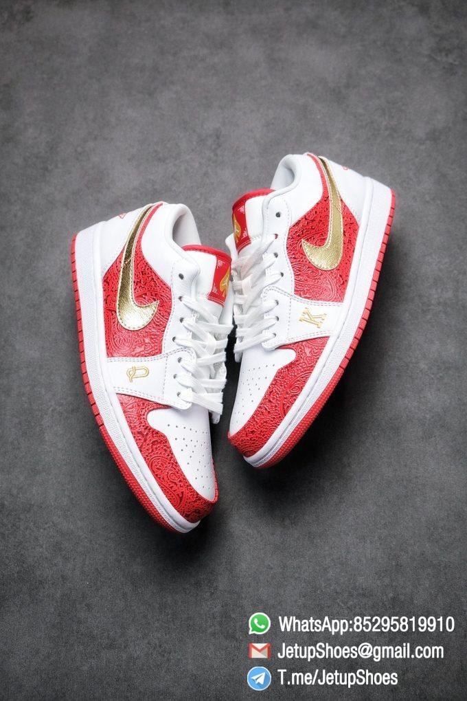 RepSnkrs Air Jordan 1 Low SE Spades White Leather Base Red Rubber Outsole Embroidered letters K Q Best Replica Sneakers 03