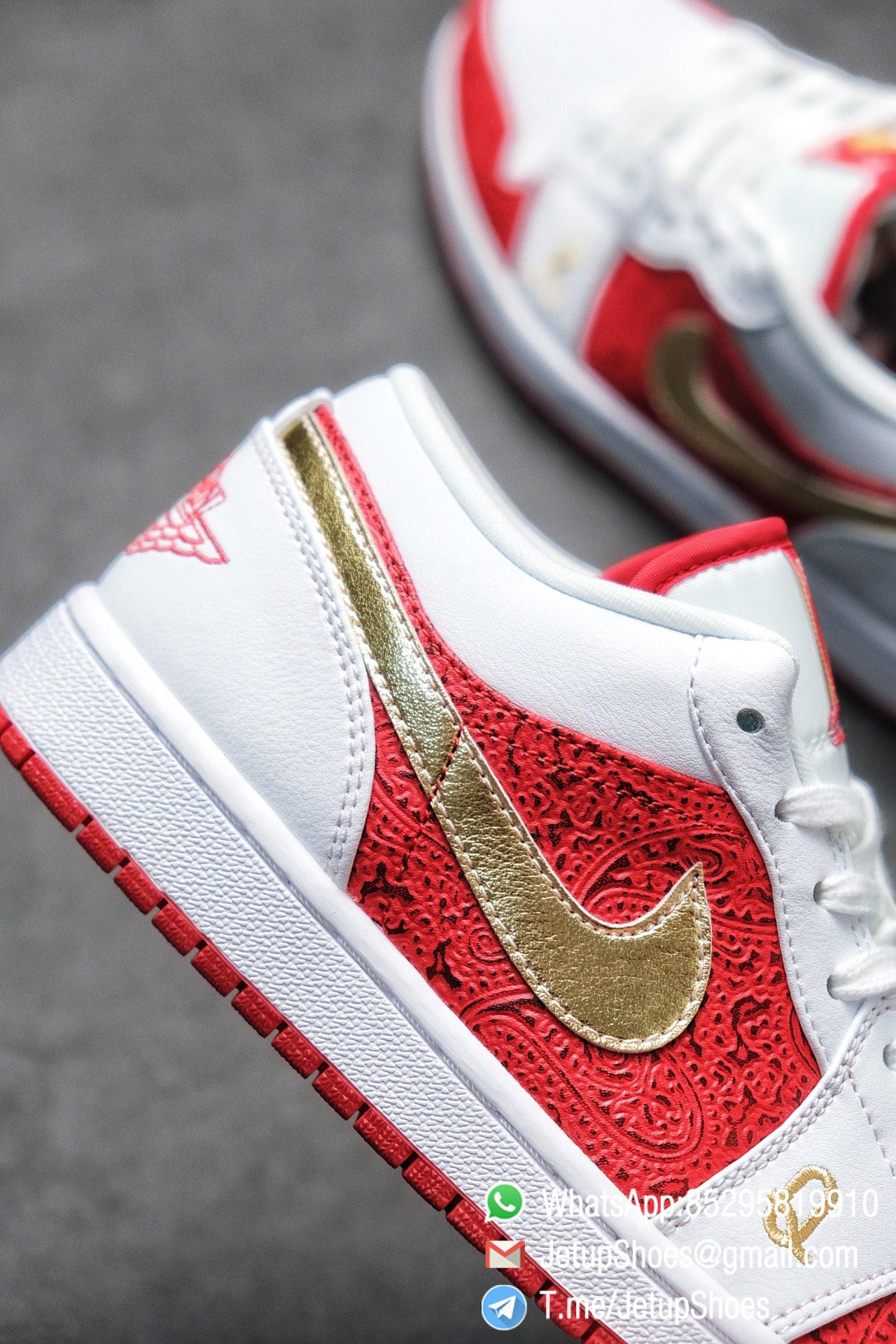 RepSnkrs Air Jordan 1 Low SE Spades White Leather Base Red Rubber Outsole Embroidered letters K Q Best Replica Sneakers 05