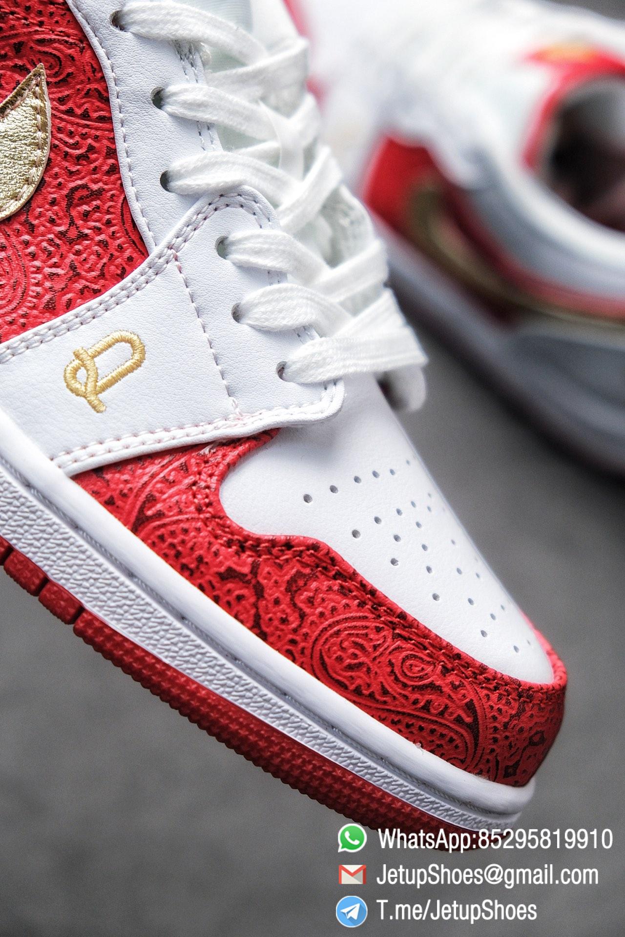 RepSnkrs Air Jordan 1 Low SE Spades White Leather Base Red Rubber Outsole Embroidered letters K Q Best Replica Sneakers 06