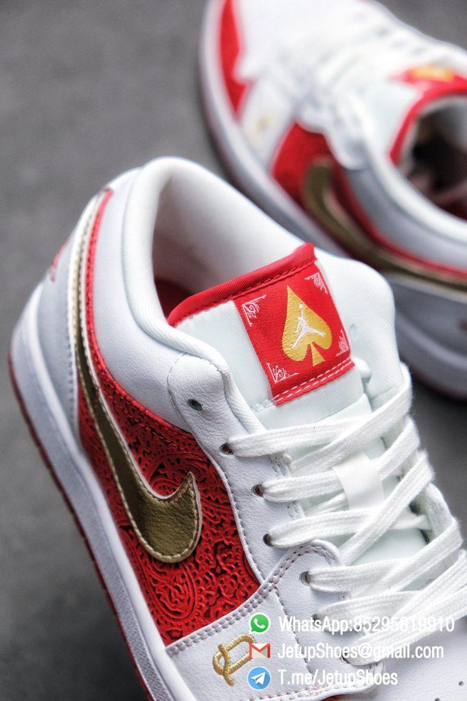 RepSnkrs Air Jordan 1 Low SE Spades White Leather Base Red Rubber Outsole Embroidered letters K Q Best Replica Sneakers 07