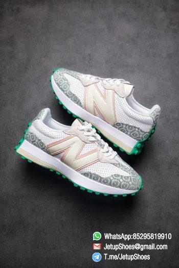 Replica Sneakers New Balance 327 Casablanca x 327 Munsell White Green Retro Running Shoes SKU MS327CAB Best RepSneakers 01