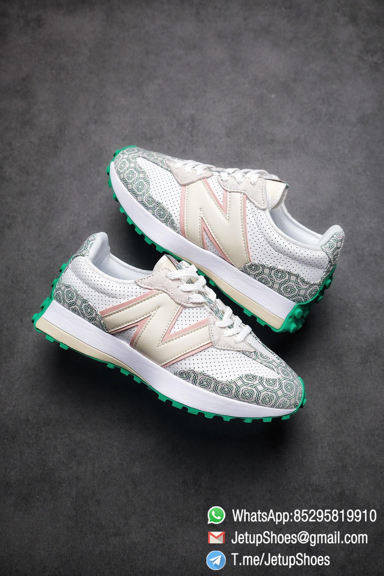 Replica Sneakers New Balance 327 Casablanca x 327 Munsell White Green Retro Running Shoes SKU MS327CAB Best RepSneakers 01