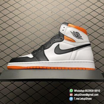 Air Jordan 1 Retro High OG Electro Orange SKU 555088 180 White Leather Upper Black Hits Orange Finish Best RepSnkrs 01