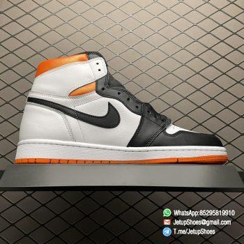 Air Jordan 1 Retro High OG Electro Orange SKU 555088 180 White Leather Upper Black Hits Orange Finish Best RepSnkrs 02