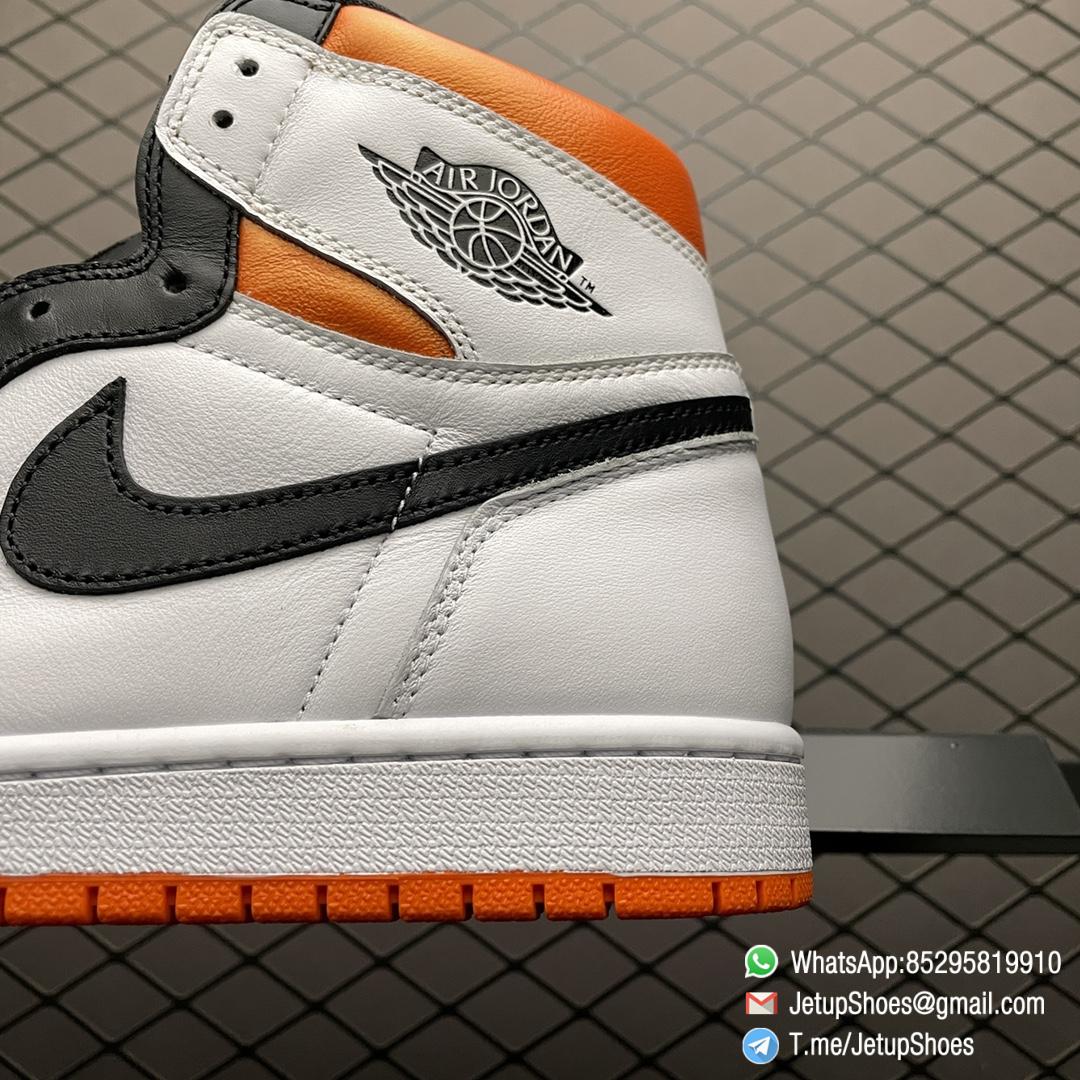 Air Jordan 1 Retro High OG Electro Orange SKU 555088 180 White Leather Upper Black Hits Orange Finish Best RepSnkrs 04