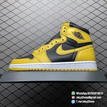 Air Jordan 1 Retro High Pollen SKU 555088 701 Yellow Overlays Atop a Black Leather Base Top Fake Sneakers 01