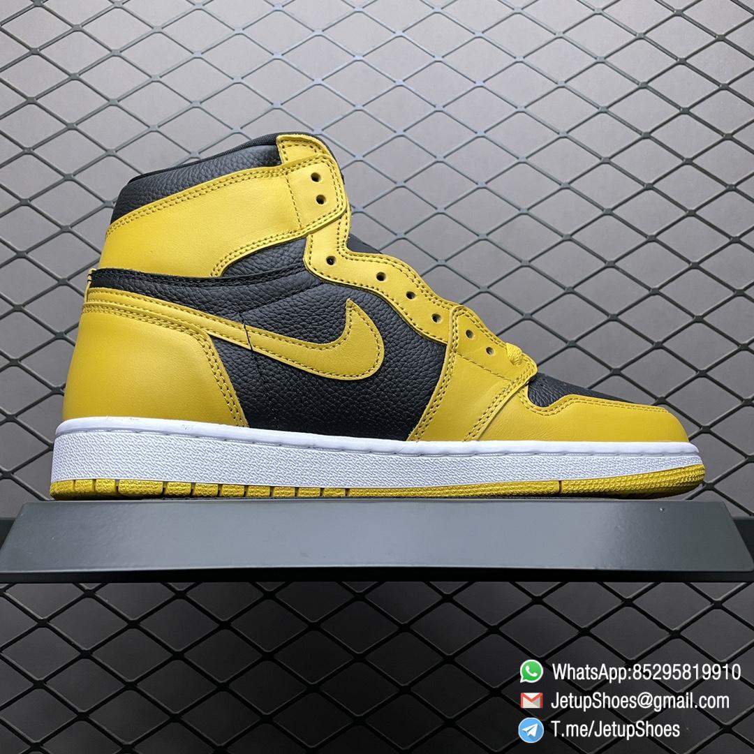 Air Jordan 1 Retro High Pollen SKU 555088 701 Yellow Overlays Atop a Black Leather Base Top Fake Sneakers 02 Air Jordan 1 Retro High Pollen SKU 555088 701 Yellow Overlays Atop a Black Leather Base Top Fake Sneakers 02