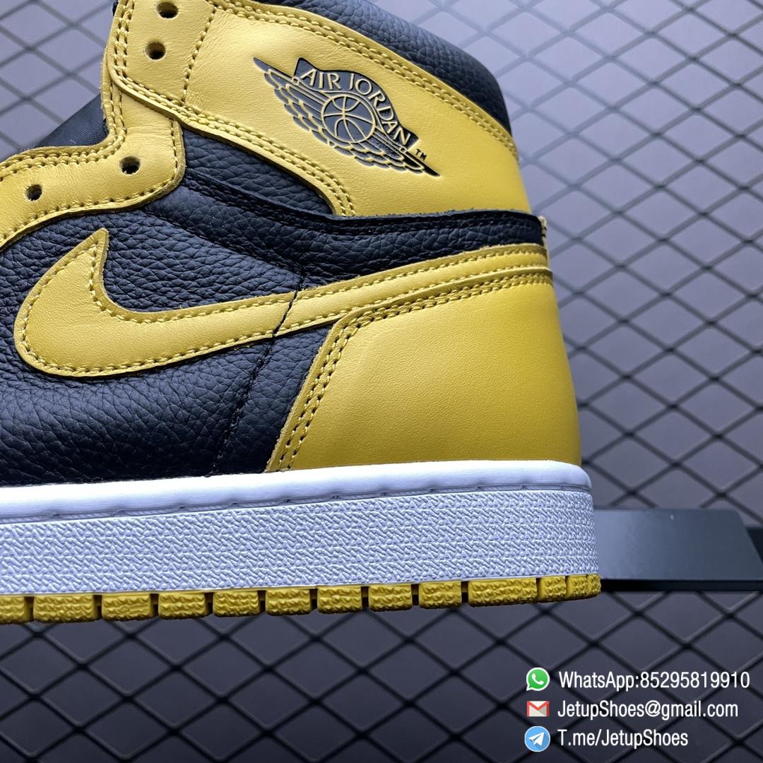 Air Jordan 1 Retro High Pollen SKU 555088 701 Yellow Overlays Atop a Black Leather Base Top Fake Sneakers 04 Air Jordan 1 Retro High Pollen SKU 555088 701 Yellow Overlays Atop a Black Leather Base Top Fake Sneakers 04