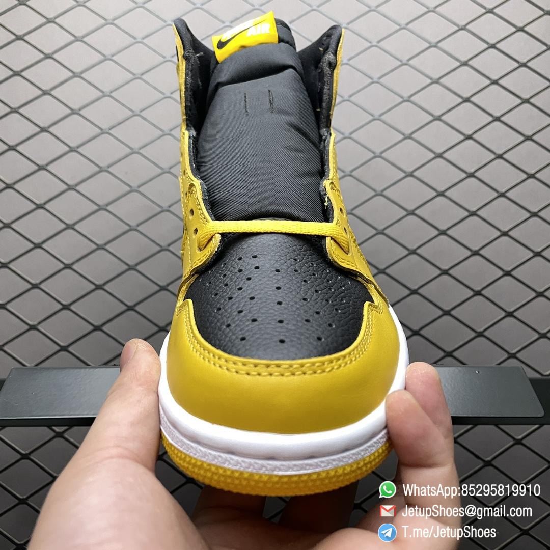 Air Jordan 1 Retro High Pollen SKU 555088 701 Yellow Overlays Atop a Black Leather Base Top Fake Sneakers 06