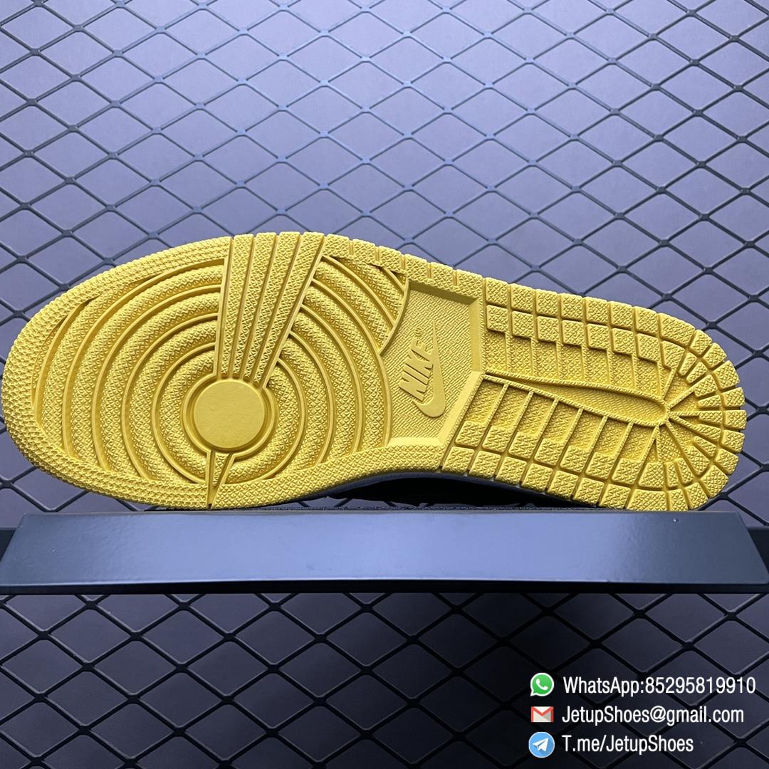 Air Jordan 1 Retro High Pollen SKU 555088 701 Yellow Overlays Atop a Black Leather Base Top Fake Sneakers 08 Air Jordan 1 Retro High Pollen SKU 555088 701 Yellow Overlays Atop a Black Leather Base Top Fake Sneakers 08