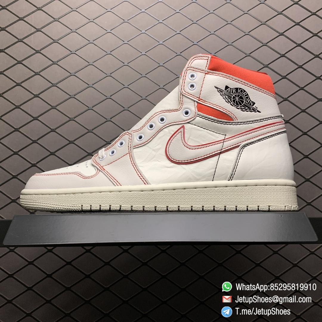 Best Fake Air Jordan 1 Retro High OG Phantom Gym Red Stitching in Black and Red High top Clean Lines Off White Sail Finishing 01