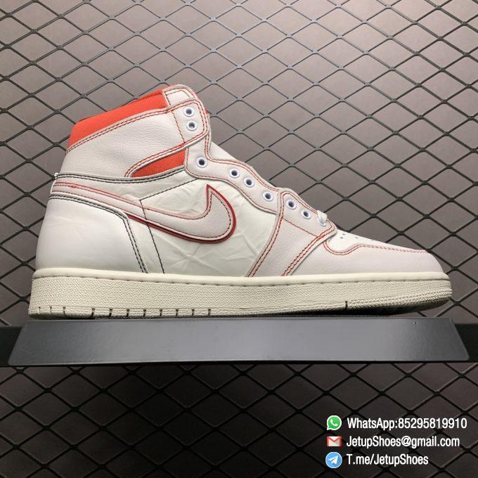 Best Fake Air Jordan 1 Retro High OG Phantom Gym Red Stitching in Black and Red High top Clean Lines Off White Sail Finishing 02