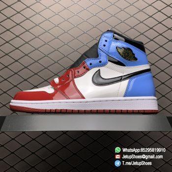 Best Replica Air Jordan 1 Retro High Fearless UNC Chicago SKU CK5666 100 Glossy Patent Leather Upper Metallic Gold Wings Logo 01