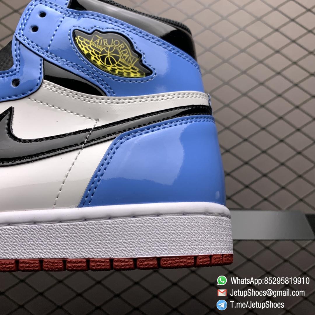 Best Replica Air Jordan 1 Retro High Fearless UNC Chicago SKU CK5666 100 Glossy Patent Leather Upper Metallic Gold Wings Logo 04