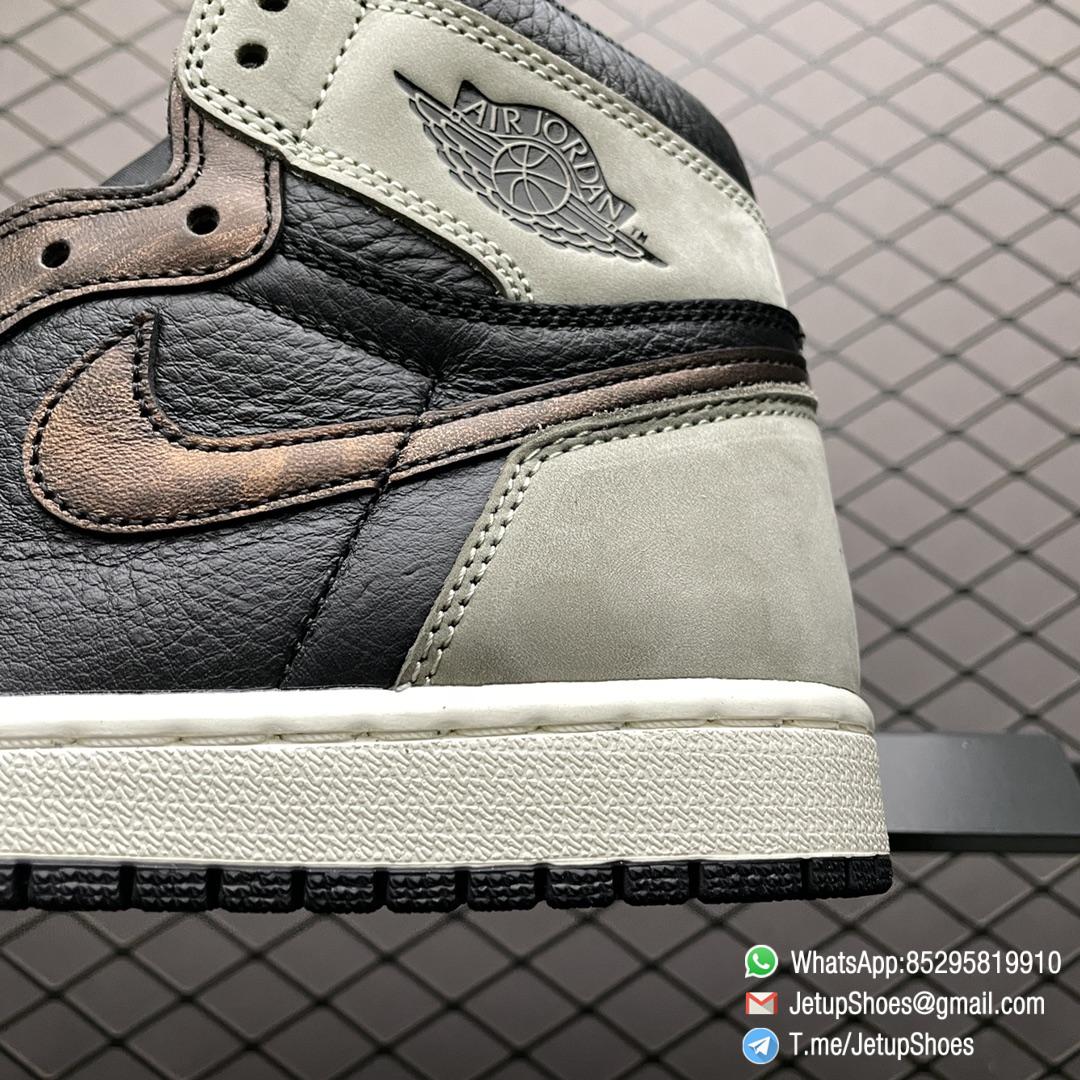 Best Replica Air Jordan 1 Retro High Light Army Rust Shadow Patina Distressed Bronze Finish Black Tumbled Leather Upper 04