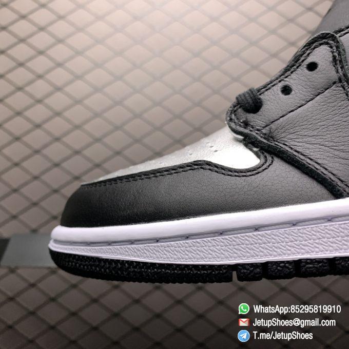 Best Replica Sneakers Wmns Air Jordan 1 Retro High OG Silver Toe Black Forefoot Overlays Shiny Metallic Silver Finish Toe Box 03
