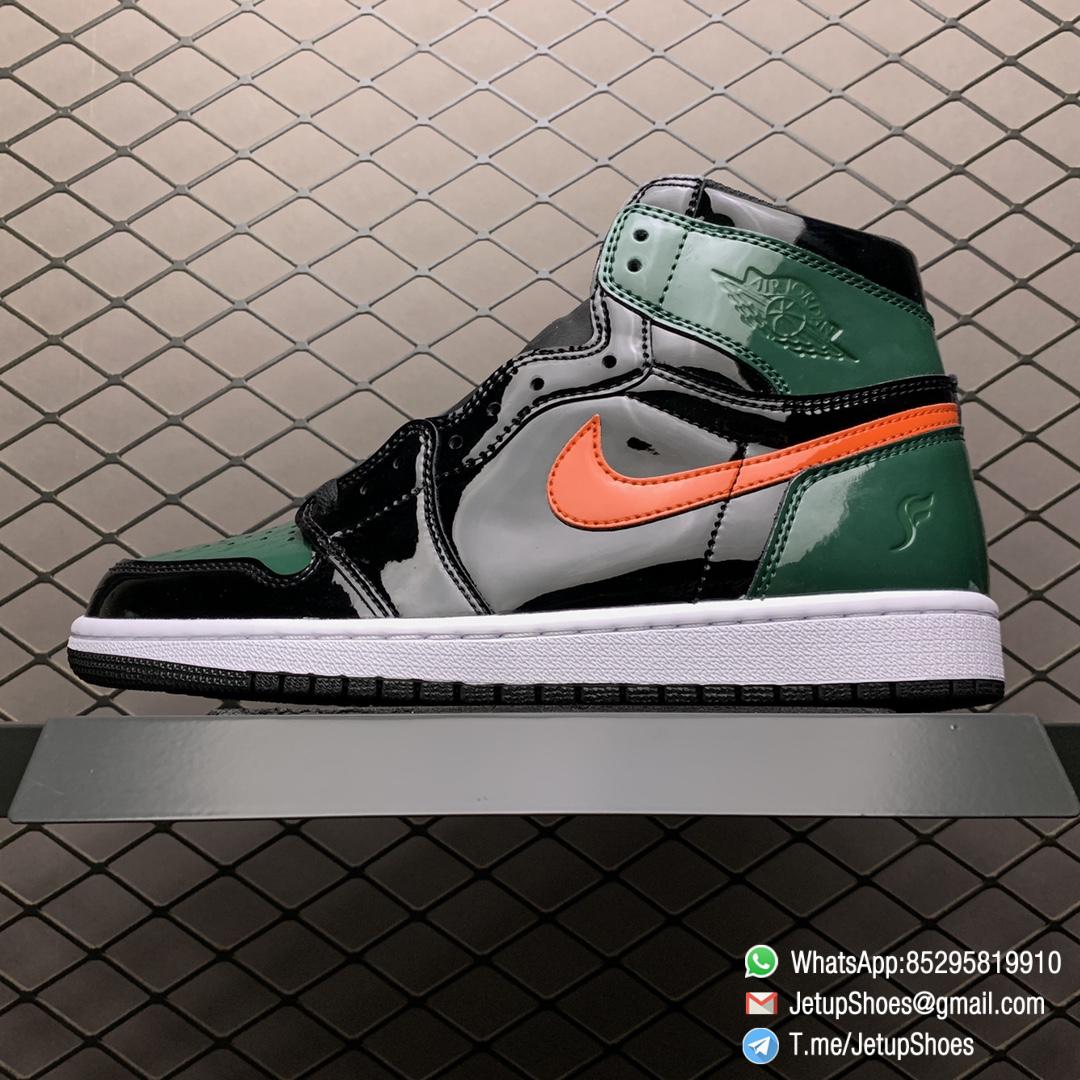 SoleFly x Air Jordan 1 Retro High OG Art Basel Friends Family AV3905 038 Black Leather upper Green Leather Overlays 01