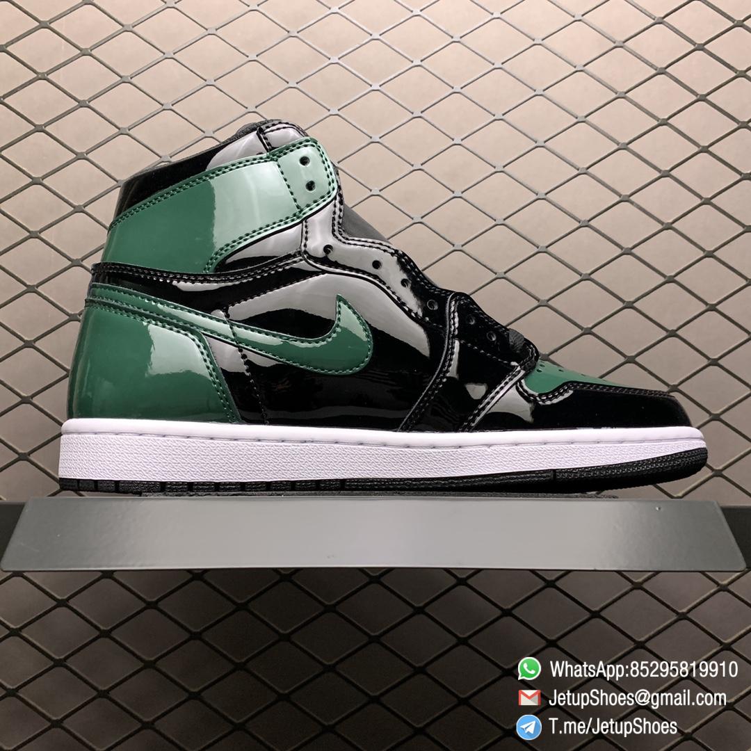 SoleFly x Air Jordan 1 Retro High OG Art Basel Friends Family AV3905 038 Black Leather upper Green Leather Overlays 02