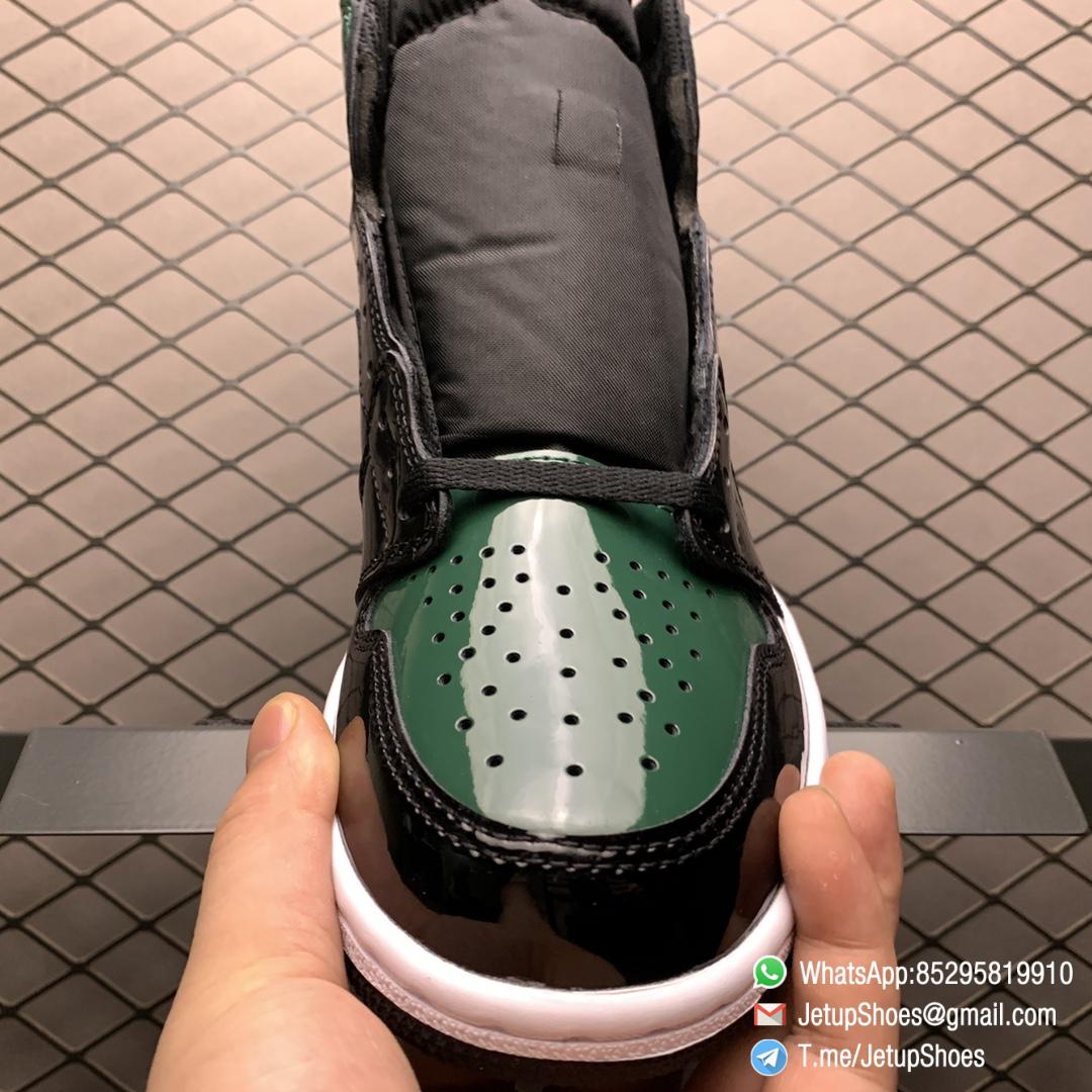 SoleFly x Air Jordan 1 Retro High OG Art Basel Friends Family AV3905 038 Black Leather upper Green Leather Overlays 06