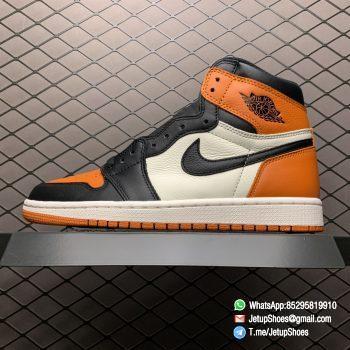 Air Jordan 1 Retro High OG Shattered Backboard SKU 555088 005 Black Laces Orange Toe Box Top Quality RepSneakers 01