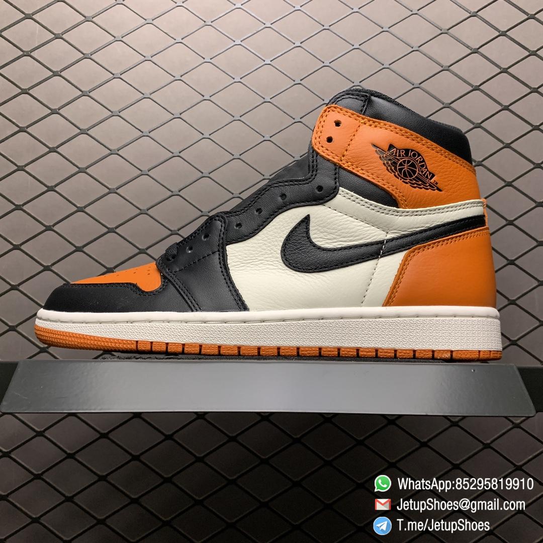 Air Jordan 1 Retro High OG Shattered Backboard SKU 555088 005 Black Laces Orange Toe Box Top Quality RepSneakers 01