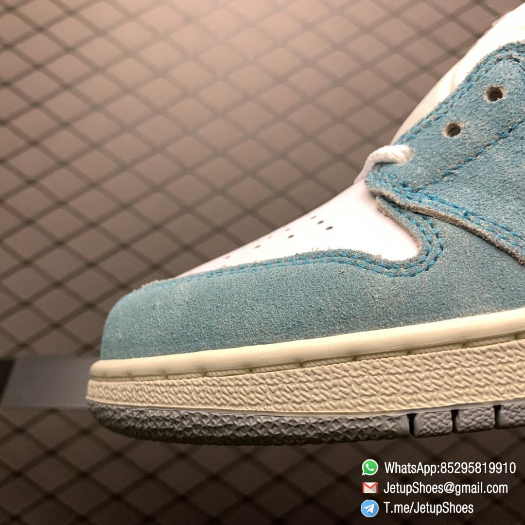 Best Replica Sneakers Air Jordan 1S Retro High OG GS Turbo Green SKU 575441 311 White and Teal Leather Upper 06
