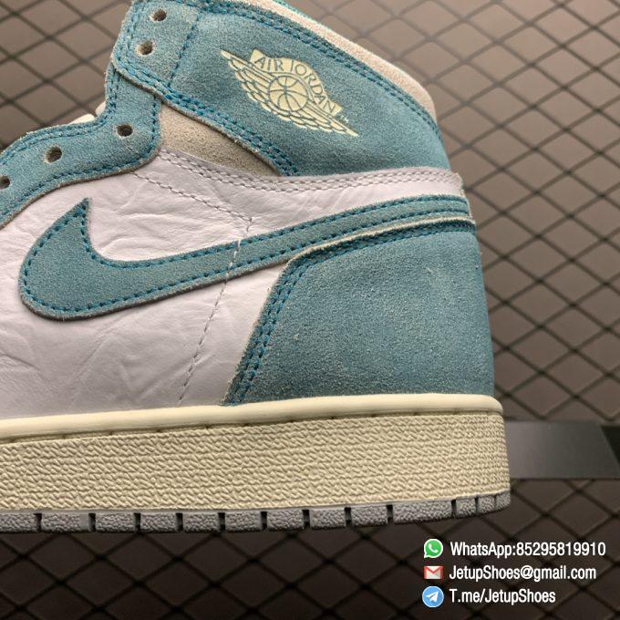Best Replica Sneakers Air Jordan 1S Retro High OG GS Turbo Green SKU 575441 311 White and Teal Leather Upper 07