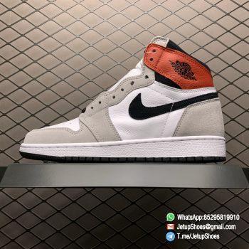 Jordan 1 Retro High OG Smoke Grey SKU 555088 126 Varsity Red Ankle Flap Neutral Tones Upper Grey Suede Overlays 01