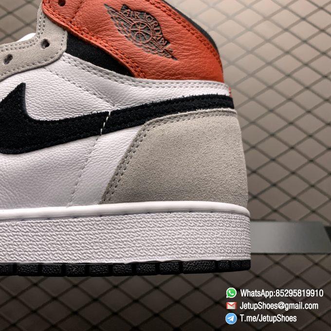 Jordan 1 Retro High OG Smoke Grey SKU 555088 126 Varsity Red Ankle Flap Neutral Tones Upper Grey Suede Overlays 08