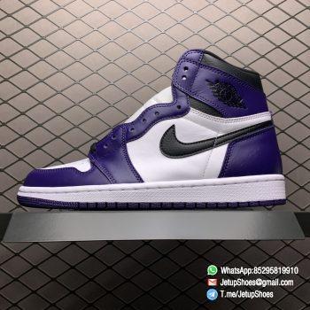 RepSneaker Jordan 1 Retro High Court Purple White SKU 555088 500 White Upper Court Purple Overlays Black Detailing 01