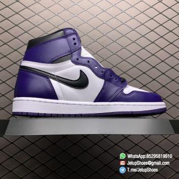 RepSneaker Jordan 1 Retro High Court Purple White SKU 555088 500 White Upper Court Purple Overlays Black Detailing 02