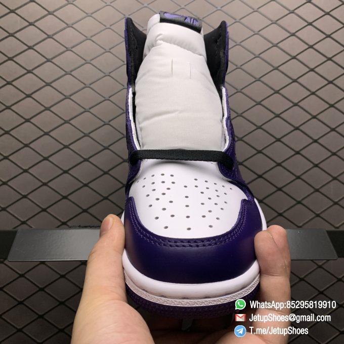 RepSneaker Jordan 1 Retro High Court Purple White SKU 555088 500 White Upper Court Purple Overlays Black Detailing 03