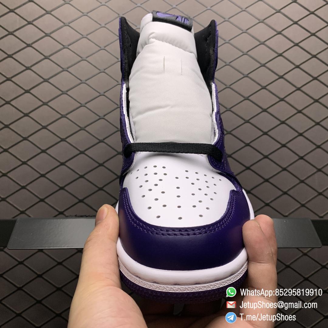 RepSneaker Jordan 1 Retro High Court Purple White SKU 555088 500 White Upper Court Purple Overlays Black Detailing 03