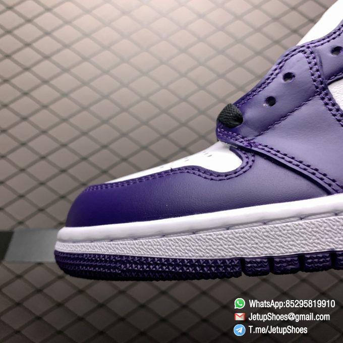 RepSneaker Jordan 1 Retro High Court Purple White SKU 555088 500 White Upper Court Purple Overlays Black Detailing 06
