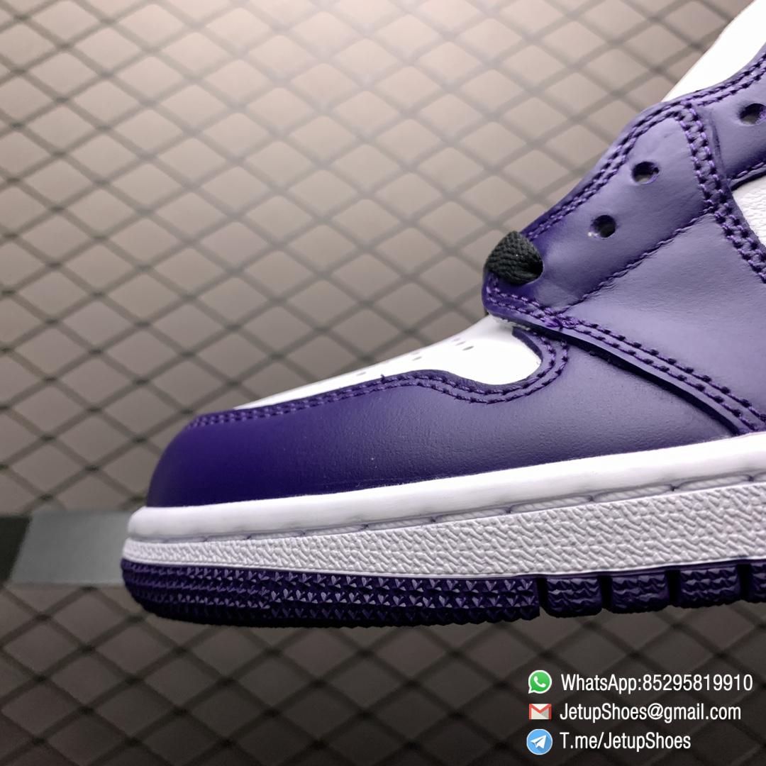 RepSneaker Jordan 1 Retro High Court Purple White SKU 555088 500 White Upper Court Purple Overlays Black Detailing 06