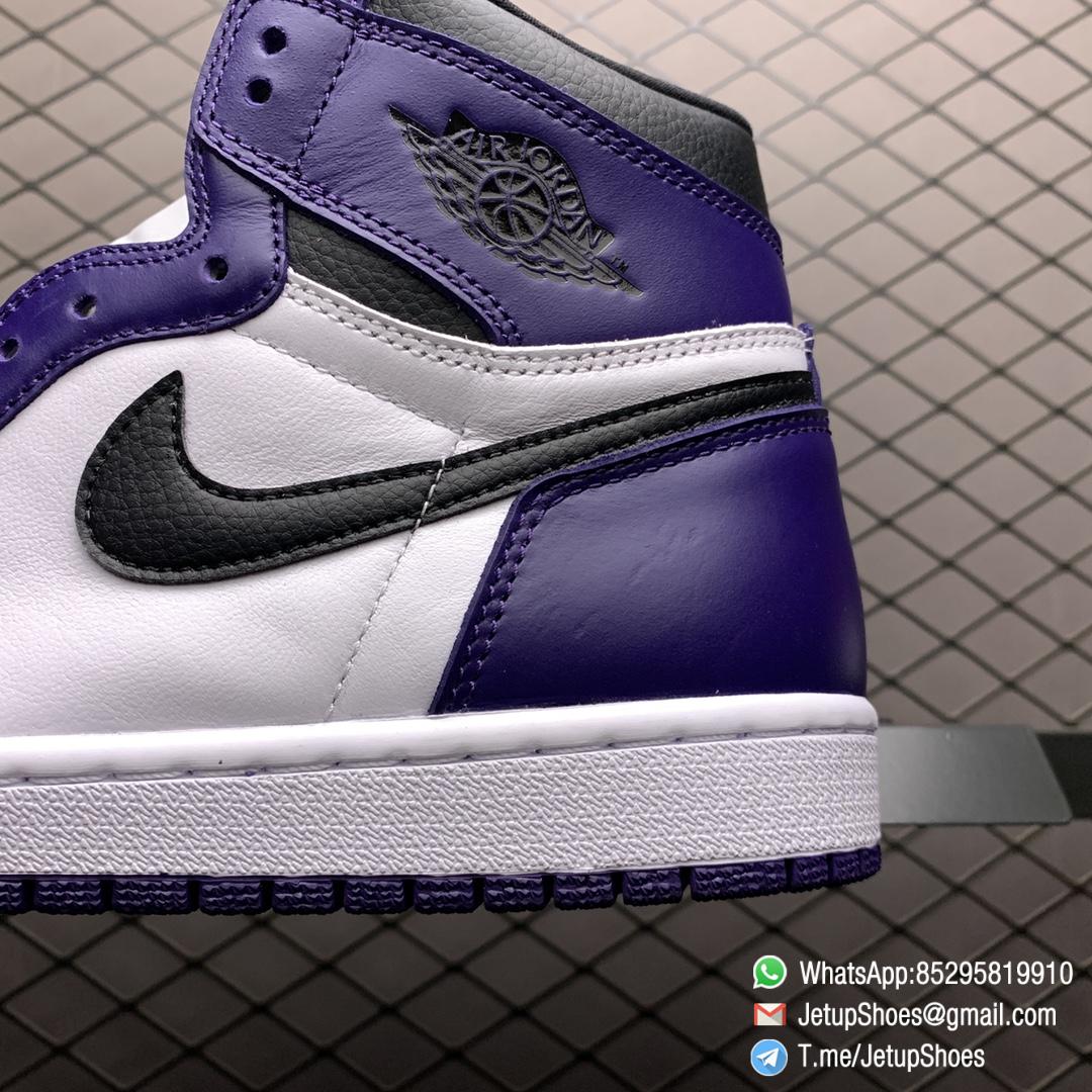 RepSneaker Jordan 1 Retro High Court Purple White SKU 555088 500 White Upper Court Purple Overlays Black Detailing 07