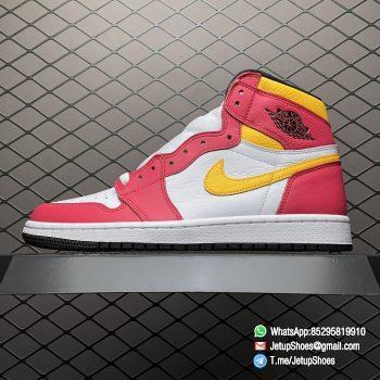 Top Fake Shoes Jordan 1 Retro High OG Light Fusion Red SKU 555088 603 White Upper Dark Pink Overlays Orange Accents Land 01