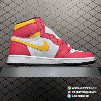 Top Fake Shoes Jordan 1 Retro High OG Light Fusion Red SKU 555088 603 White Upper Dark Pink Overlays Orange Accents Land 02
