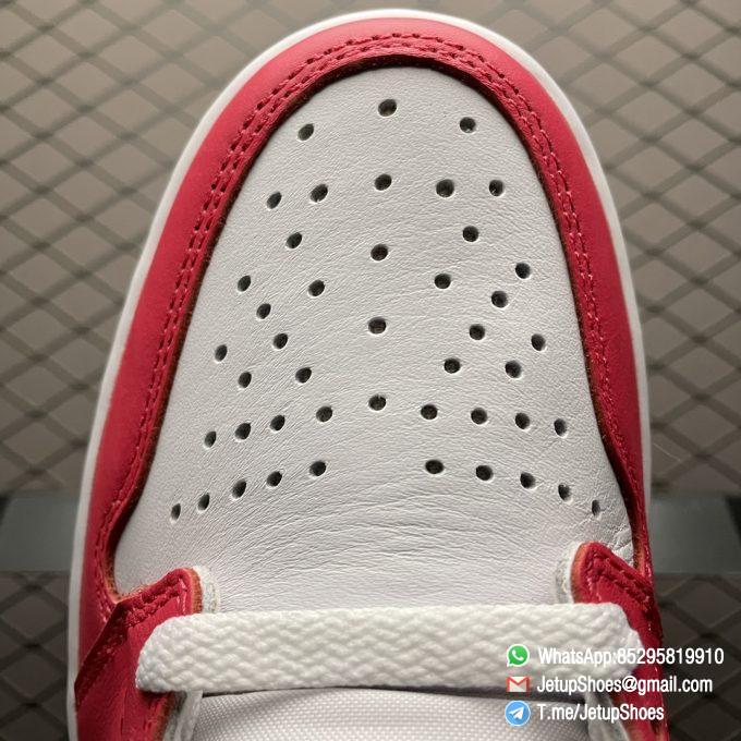 Top Fake Shoes Jordan 1 Retro High OG Light Fusion Red SKU 555088 603 White Upper Dark Pink Overlays Orange Accents Land 06