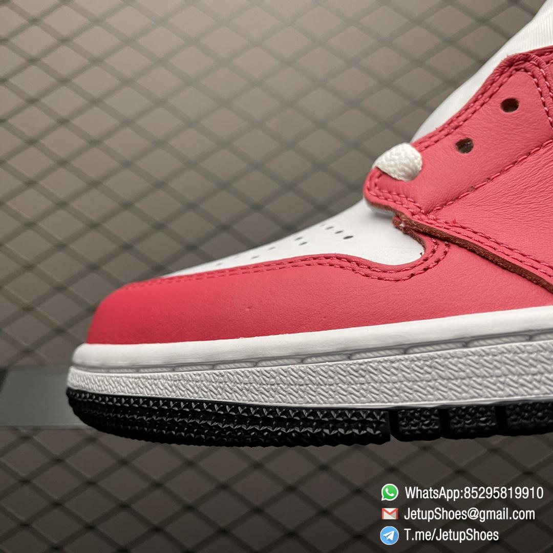 Top Fake Shoes Jordan 1 Retro High OG Light Fusion Red SKU 555088 603 White Upper Dark Pink Overlays Orange Accents Land 07