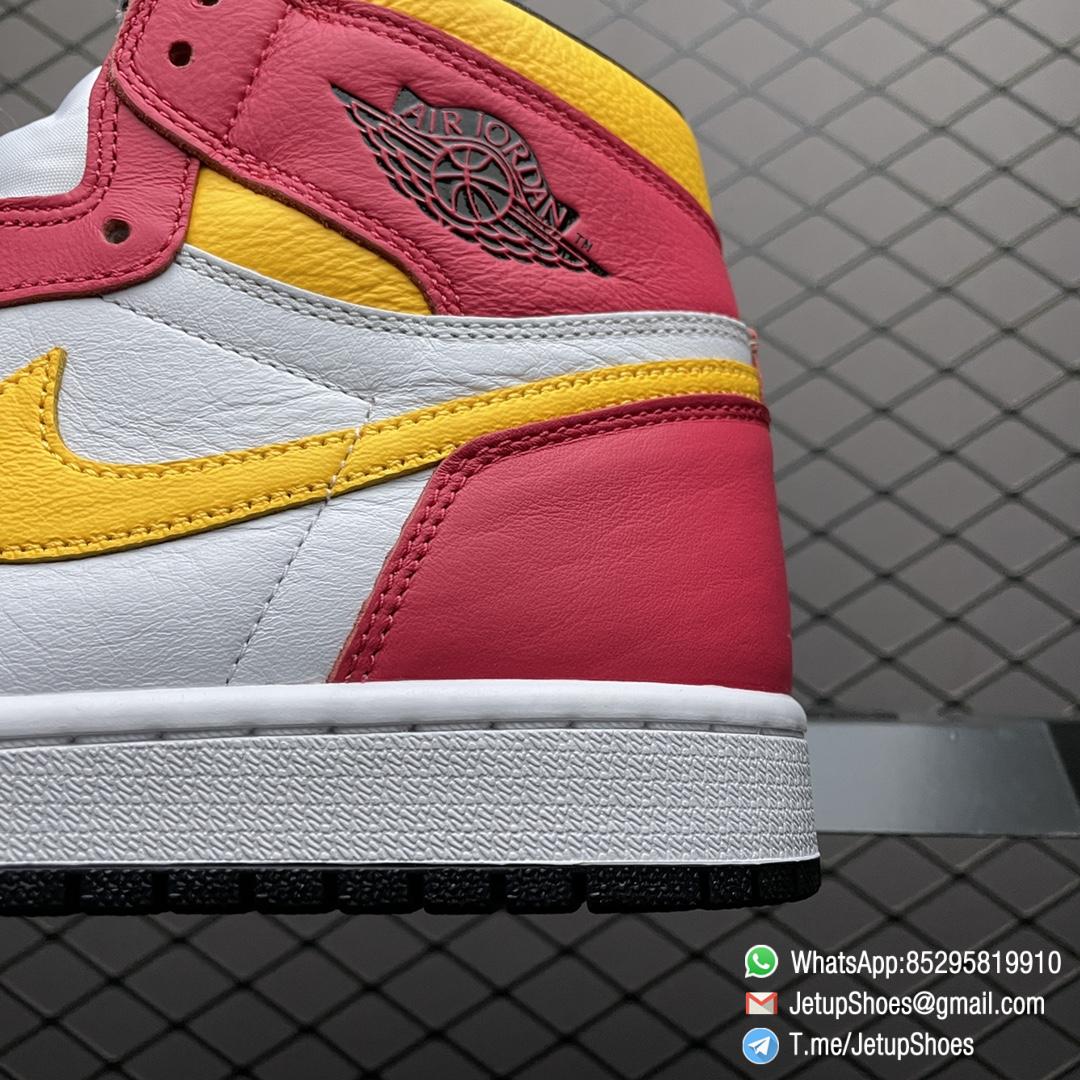 Top Fake Shoes Jordan 1 Retro High OG Light Fusion Red SKU 555088 603 White Upper Dark Pink Overlays Orange Accents Land 08