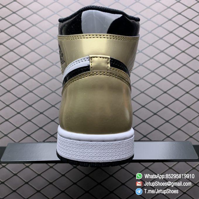 Top Fake Sneakers Air Jordan 1 Retro High OG NRG Gold Toe SKU 861428 007 Black Patent Leather Upper Metallic Gold Accents 04