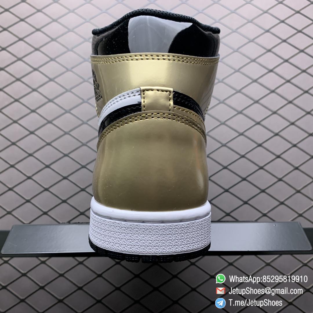 Top Fake Sneakers Air Jordan 1 Retro High OG NRG Gold Toe SKU 861428 007 Black Patent Leather Upper Metallic Gold Accents 04