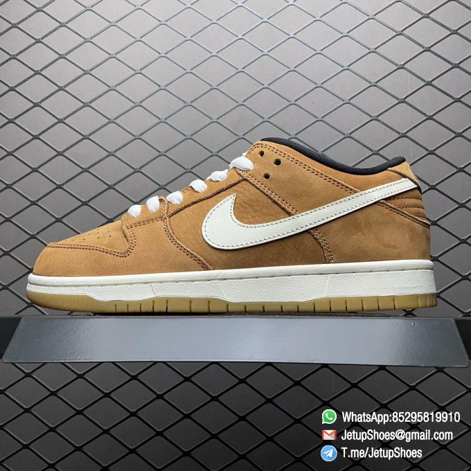 Best Quality Replica Nike SB Dunk Low Wheat Sneakers Browrn Leather Upper and White Midsole White Shoelace SKU DH1319 200 Top RepSknrs 01
