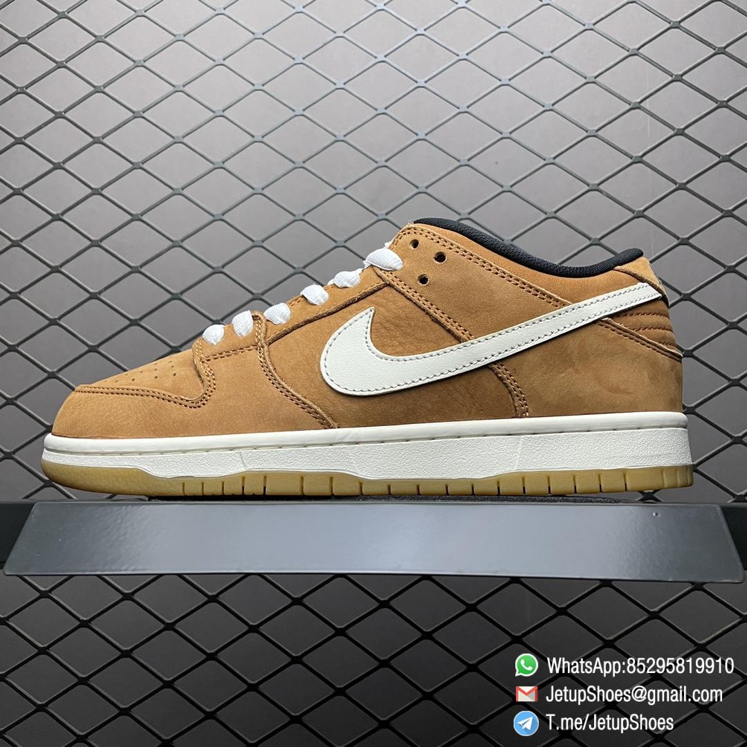 Best Quality Replica Nike SB Dunk Low Wheat Sneakers Browrn Leather Upper and White Midsole White Shoelace SKU DH1319 200 Top RepSknrs 01