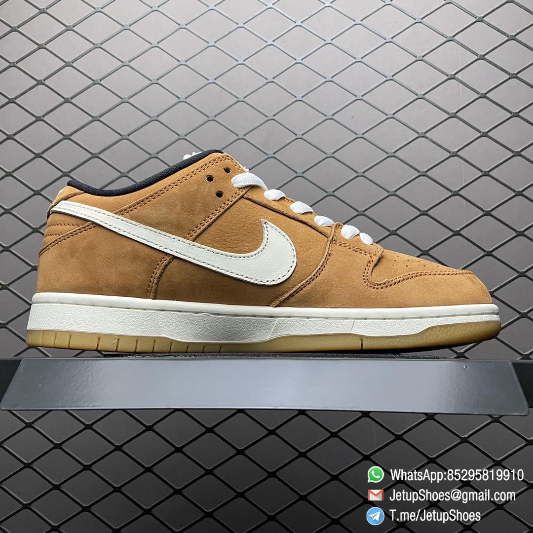 Best Quality Replica Nike SB Dunk Low Wheat Sneakers Browrn Leather Upper and White Midsole White Shoelace SKU DH1319 200 Top RepSknrs 02