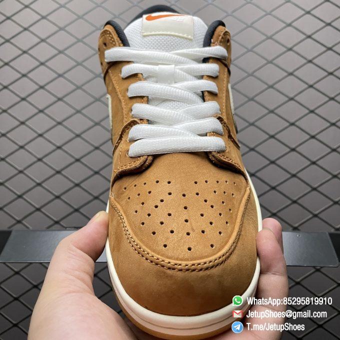 Best Quality Replica Nike SB Dunk Low Wheat Sneakers Browrn Leather Upper and White Midsole White Shoelace SKU DH1319 200 Top RepSknrs 03
