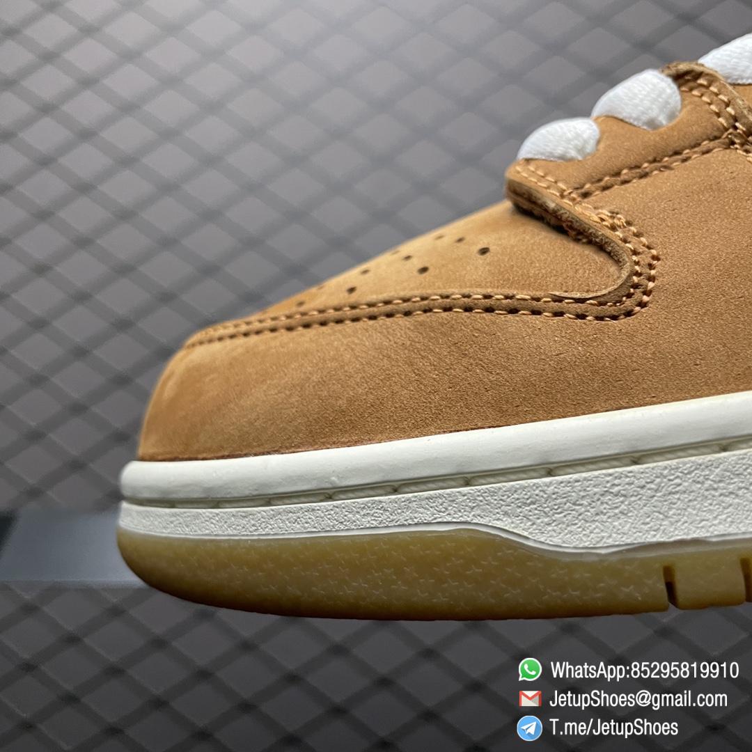 Best Quality Replica Nike SB Dunk Low Wheat Sneakers Browrn Leather Upper and White Midsole White Shoelace SKU DH1319 200 Top RepSknrs 06