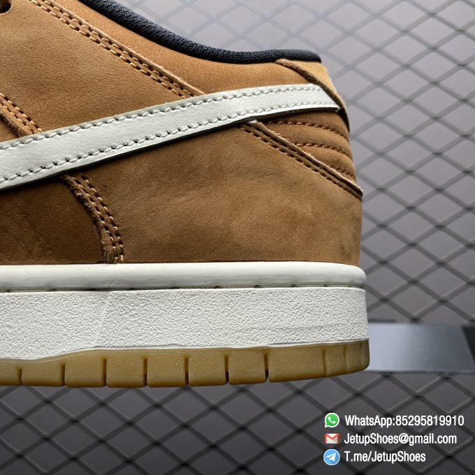 Best Quality Replica Nike SB Dunk Low Wheat Sneakers Browrn Leather Upper and White Midsole White Shoelace SKU DH1319 200 Top RepSknrs 07